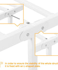 Close-up of the Rock Solid Heavy Duty White Twin Bed Frame With Headboard And Footboard Metal Platform Base's L-shaped plate support.