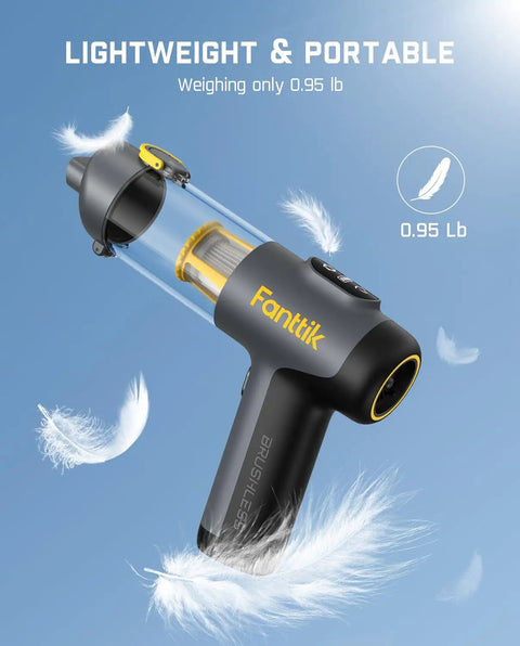 Slim V9 Mix Car Vacuum 4 In 1 Handheld Air Duster Cordless Cleaner With 12000Pa Suction And Smart LED Display floating with feathers