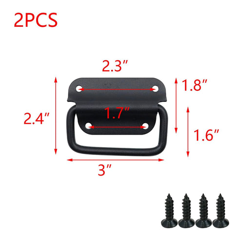 Stainless Steel Chest Pull Handles 2 Pack Black 3x2.4 Inch Decorative Case Cabinet Trunk Handles With 5 Mm Mounting Holes