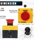 2 Pack Emergency Stop Push Button Switch 10A 660V IP65 Waterproof Box dimensions diagram