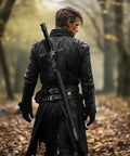 Person wearing Medieval Leather Back Sword Shoulder Frog With Adjustable Sheath Holster For Renaissance Warrior Costumes