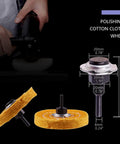 Slick Finish 8 Piece Buffing Wheel And Polishing Compound Set With Quarter Inch Drill Adapter, cotton cloth polishing wheel and adapter.