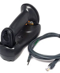 Cordless Bluetooth Laser Barcode Scanner with cradle and USB cord, refurbished certified for fast scan and retail inventory
