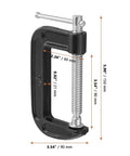 Heavy Duty Black Cast Iron Mini C Clamps Set, 3 Inch Small G Clamps With 90mm Jaw Opening, Ten Pack For Woodworking, Welding, Building Projects And Repairs, Tight Grip Handy For Quick Setups, Durable And Reliable Clamp Collection, black cast iron C clamp with 90 mm opening