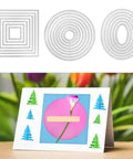 Six Piece Cutting Dies Set For Card Making And Scrapbooking Includes Rectangle Circle Triangle Square Oval And Hexagon Dies For DIY Embellishments Albums And Paper Crafts Premium Carbon Steel Metal Cutters