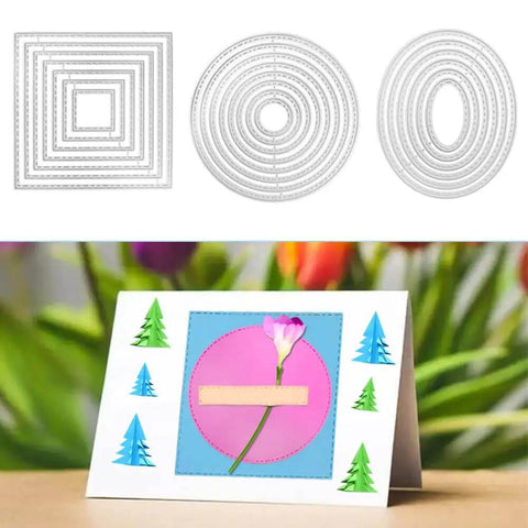 Six Piece Cutting Dies Set For Card Making And Scrapbooking Includes Rectangle Circle Triangle Square Oval And Hexagon Dies For DIY Embellishments Albums And Paper Crafts Premium Carbon Steel Metal Cutters