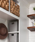 Wall-mounted wooden shelves with 12 Pack Heavy Duty L Shaped Shelf Brackets 12 Inch Long Black With Screws For 12 To 16 Inch Deep Shelves Maximum 240 Lb Per Pair Rust Resistant Matte Black Finish Ideal For Floating Shelves DIY Home Office supporting decor items in a modern kitchen