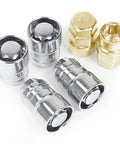 M14x1.5 Wheel Locking Lug Nuts Set Of 6 Conical 60 Degree Seat 1.5 Inch Length chrome and gold lug nuts with dual hex keys