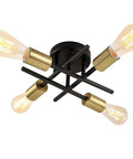 Dope Semi Flush Mount Ceiling Light Fixture Four Light Modern Gold And Black Brushed Metal Sputnik Chandelier Industrial Style