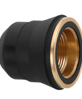 Black Plasma Cutting Torch Cover With Shield Cup Delivers Excellent Heat Resistance And Universal Fitting For Tig Welding Gear To Cut Downtime, showing gold interior.