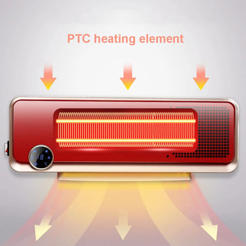 Wall Mounted Space Heater Featuring Thermostatic Remote And Three Speed Modes Kicks Serious Chill For Every Room Eight Hour Timer Provides Built Different Ptc Fast Heating with visible PTC heating element.