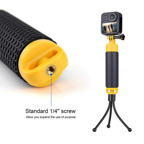 Floating Hand Grip With Mini Tripod Stand For Action Cameras Waterproof Pole Mount Underwater Monopod side view