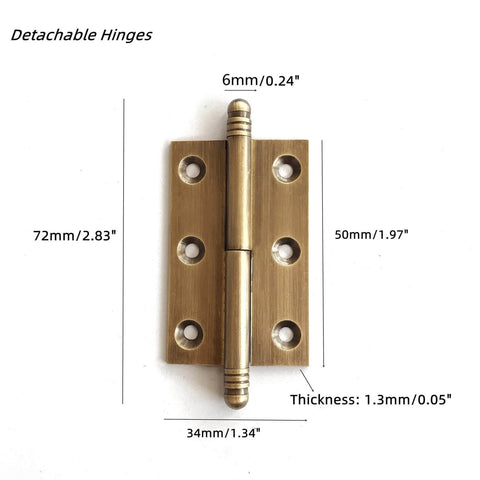 Dope Vintage Industrial Folding Butt Hinges For Cabinets And Boxes By Dophee, Antique Brass 2-Pack With Screws, 2.83 x 1.97 inches