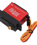 Badass High Torque Coreless Motor Servo Crafted From Tough Aluminum Alloy Housing With Precision Potentiometer And High Resolution Digital Control Chip For Hella Rad Radio Control Steering, red and black design with wire connector.