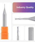 SpeTool 1/32 in downcut inlay router bit with 1/4 in shank, carbide CNC end mill for woodworking.