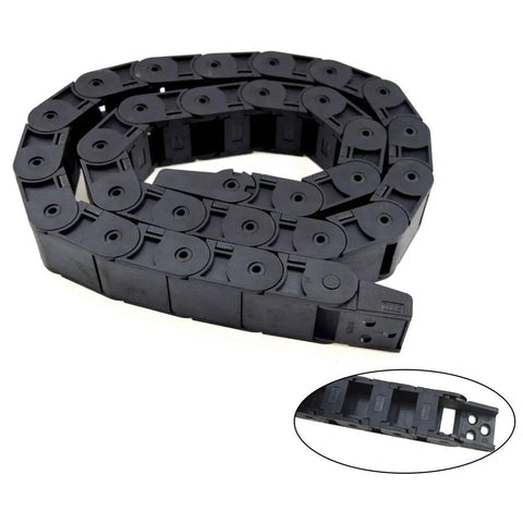 1 Meter Black Plastic Cable Drag Chain With R38 Bend Radius And 18x50mm Inner Size, Semi Enclosed One Side Open Wire Carrier for CNC Machines