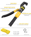 Heavy Duty Hydraulic Crimping Pliers For Electric Terminals And Power Cables, yellow and black grip, designed for easy operation.