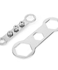 Metal components of Rivet Nut Gun Adapter Kit With Manual Handle For Drill Assisted Pulling And Screwing Applications, Black.
