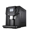 Automatic Bean to Cup Coffee Machine Brewing Smooth Espresso in Thirty Seconds With Zero Fuss, black stainless steel design.