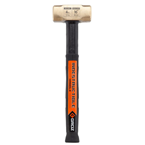 16 Inch Indestructible Brass Striking Hammer 4 Lb With Spring Steel Core Handle And Steel Locking Plates