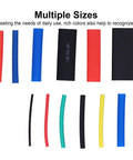 Multiple sizes of Massive 750 Piece Heat Shrink Tubing Kit For Electric Wiring Repair, Durable PE Dielectric Sleeves Snugly Wrapping Cables