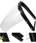 Badass Heavy Duty Protective Visor With Rock Solid Impact Resistant Shield And Adjustable Spring Band welding hood close-up view showing transparent visor.