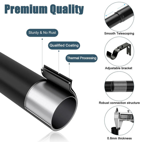Telescoping Curtain Rod For 66 To 120 Inches With 1 Inch Steel Rod Holds Up To 50 Pounds No Fuss Easy Install Brackets Included