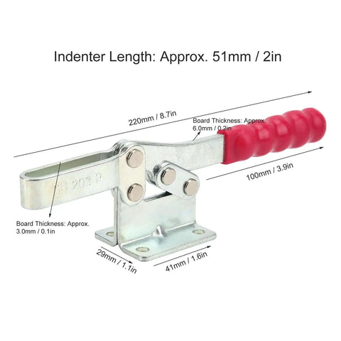 Welding Toggle Clamp For Vertical Fixture And Elbow Applications, Heavy Duty Pro Grade Hand Tool GH203P with dimensions