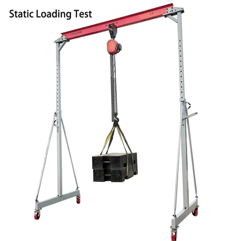 Heavy Duty 10.5 Foot Adjustable Gantry Crane With 4000 Lb Capacity, Height Range 9.85 To 13.9 Feet, Portable Garage Hoist And Rigging Kit