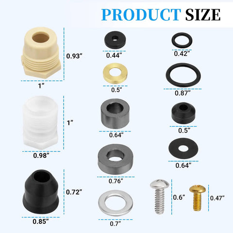 630-7755 Wall Hydrant Repair Kit Compatible With 300 400 500 Series Wall Outdoor Hydrant Faucets parts diagram with sizes
