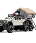F150 Diecast Pickup Truck For Kids Ages 4-8 with sightseeing cabin, pull back car, 6 wheels, light and sound, zinc alloy, white.