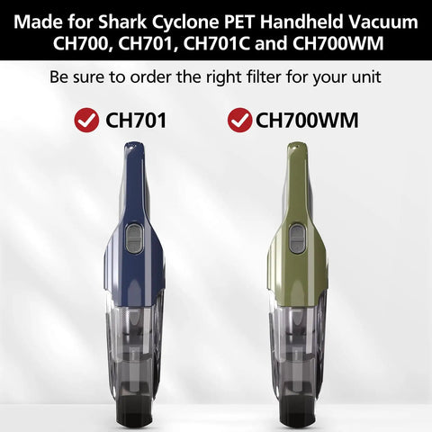 Six Pack CH701 Vacuum Filter Replacement For Cyclone PET Handheld Vacuums Easy Fit And Strong Suction Works With CH700 CH701 CH701C CH700WM vacuum filters shown for CH701 and CH700WM handheld vacuums