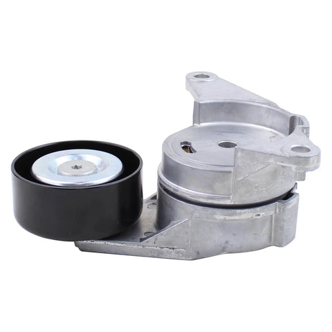 Belt Tensioner And Serpentine Belt Idler Pulley Direct Fit For GM Vehicles, side view of metal assembly