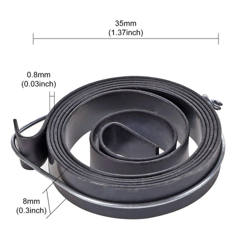 Premium Drill Press Return Spring Pack Of Two 26 Inch Chrome Quill Rebound Coil displaying 35mm OD and 8mm gauge hook mount.