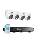 C220 8 Channel 4MP 2.5K PoE Security Camera System with 3K NVR, 4 dome cameras, and 2TB HDD displayed.