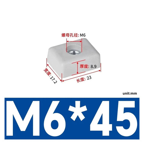 Heavy Duty M6 Carbon Steel Elevator Car Wall Screws Nuts 10 Piece Set Badass Connecting Bolts showing a square bolt with M6 threading.