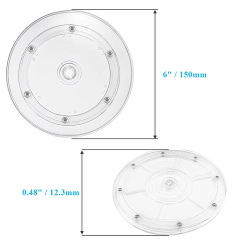 2 Pack Super Slick Acrylic Turntable Platter 6 Inch Crystal Clear Rotating Display Stand dimensions 6 inch 0.48 inch thick