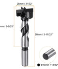 Bad Boy 25 Millimeter Forstner Drill Bit, Heavy Duty Tungsten Carbide Woodworking Hole Saw, Knockout Rotary Borer showing dimensions and features.