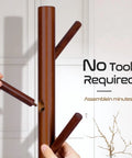 Assembling Wooden Coat Rack Freestanding With 8 Hooks And 3 Adjustable Heights Space Saving Clothes Organizer for Bedroom Office Entryway