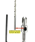 Badass Three Piece Number Six Tapered Drill Bits with hex key and drill bit components, 9/64 inch size for woodworking.