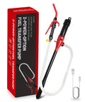Plug And Play Electric Fuel Transfer Pump With Usb C and Heavy Duty Batteries, lightweight design with a hose and USB cable for easy fuel transfers.