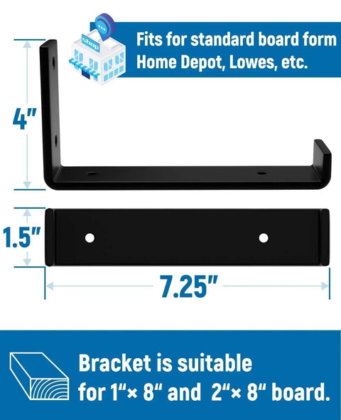 Heavy Duty Steel Floating Shelf Brackets Half Dozen Pack Hella Sturdy Design Fits 7.25 Inch Lumber Boards With Slick Matte Coating And No Sweat Assembly For Your Dream Home Decor Project