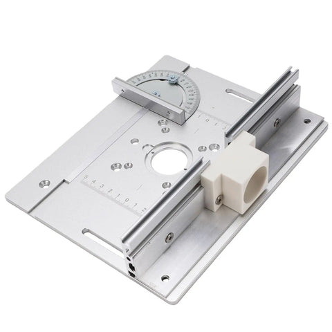 Premium Aluminum Alloy Router Insert Plate For Milling Machine Worktable Anodized Surface Wear Resistant Durable Replacement Accessory Precision Fit Professional Grade Upgrade with adjustable angle scale.