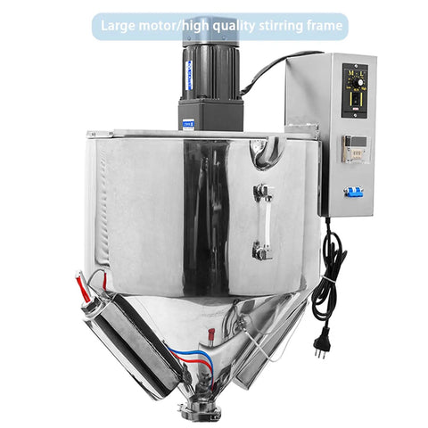 Heavy Duty Horizontal Heating Mixing Filler Machine, Runs Like A Champ For Thick Pastes And Rich Liquids, No Sweat Pneumatic Dispenser with large motor and stainless steel mixing hopper.