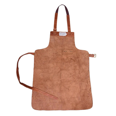 Heavy Duty Leather Work Apron Brown For The Shop With Full Grain Cowhide Lightweight Yet Tough Large Front Pocket And Hammer Loop