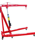 Foldable 2 Ton Engine Hoist With Extendable Boom And Integrated Oil Pump, Straight Shooter Heavy Duty Lifter shown from the side.