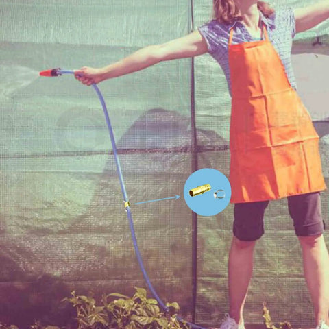 Person using Four Pack Garden Hose Repair Kit With Stainless Clamp For Three Quarter Inch To Five Eighths Inch Hoses Brass Connectors