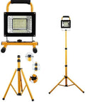Spot Lighting 500W 130 LEDs Floodlight Tripod Stand Portable Rechargea,，，on adjustable metal tripod, showcasing remote control use.