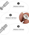 Close-up of hardware in Two In One 50 Pack 28mm Alloy Furniture Connectors Kit with Cam Lock Fittings and Pre Inserted Nuts and Bolts.