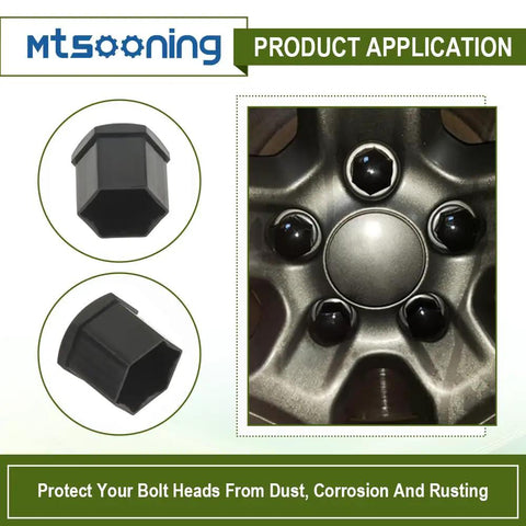 21 Piece Car Wheel Nut Cap Set With 21mm Universal Lug Covers And Remover Clip Black Waterproof Dustproof All Weather